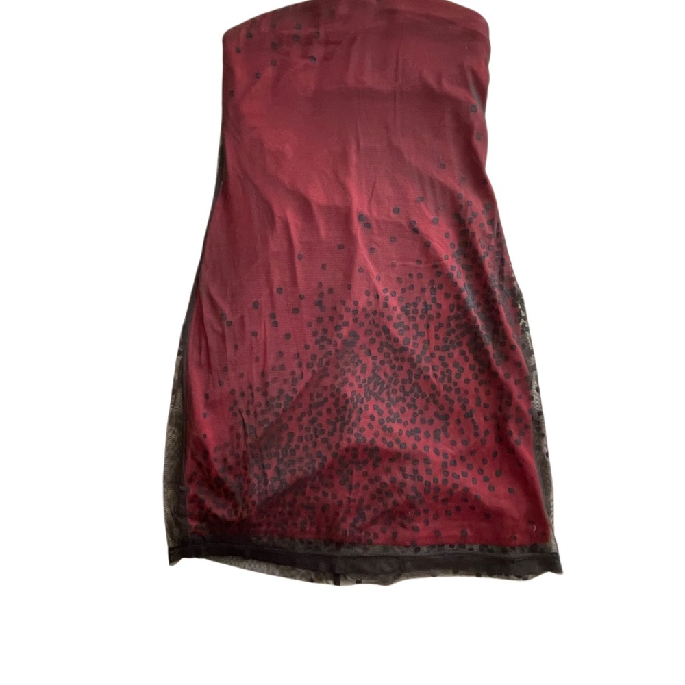 EXPRESS Strapless Ombre Mesh Mini Dress Red Black Party Cocktail